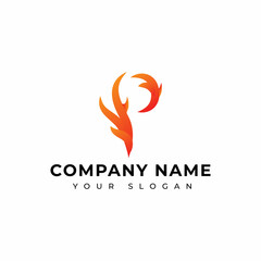 Letter P fire logo vector design