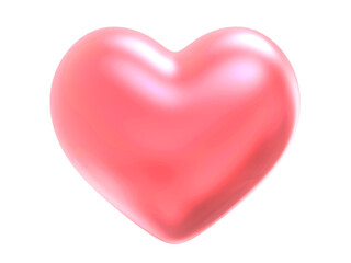 Pink red heart glossy shape isolated on white background with clipping path. Object.