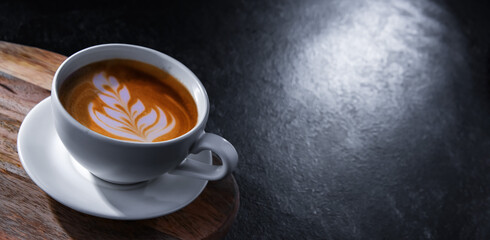 Composition with a cup of coffee