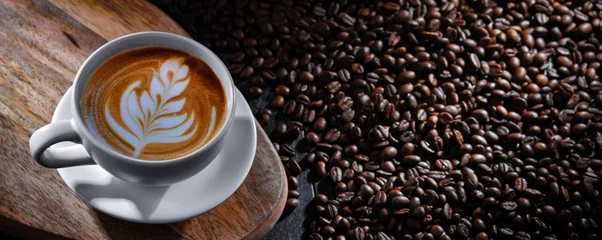 Foto op Plexiglas Koffie Samenstelling bij een kopje koffie