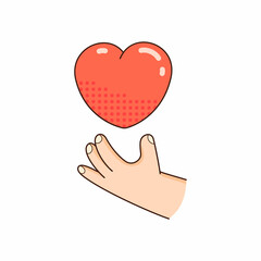 Hand showing red heart. Love day clipart. Illustration about love and hope - 485316371