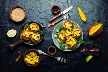 Vegan quinoa and mango burgers