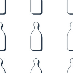 Tequila bottles seamless pattern. Line art style. Outline image. Black and white repeat template. Party drinks concept. Illustration on white background. Flat design style for any purposes