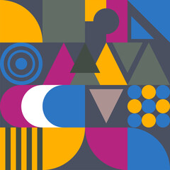 Bauhaus seamless pattern with geometric shapes