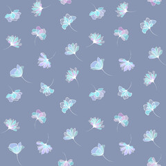 Pattern with flowers on grey background