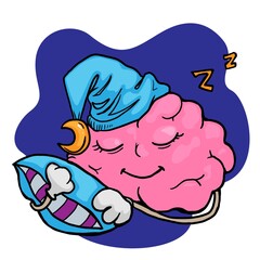 Sleeping brain character vector illustration on white background