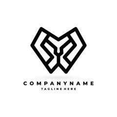 shield lion logo in mono line style