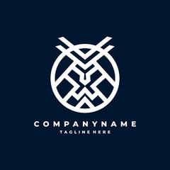 lion face monogram logo design