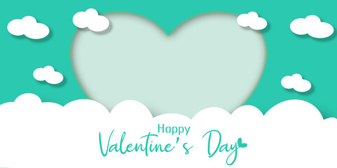 Happy Valentine`s Day greeting card with big heart in the middle. Romantic Gift background. Vector Illustration.