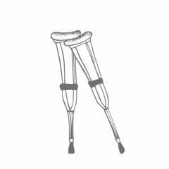 Crutches doodle vector icon. Drawing sketch illustration hand drawn line.