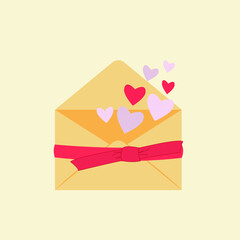 letter in an envelope with love hearts