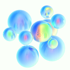 Fototapeta na wymiar Abstract 3d object metal balls pastel gradient colors background.