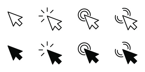 Cursor arrows icons, click vector icons.