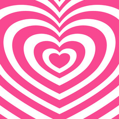 Heart-shaped concentric stripes vector background. Girlish romantic surface design. Aesthetic hearts backdrop.