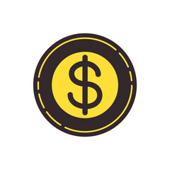 Coin dollar icon. Financial sign, finance, currency. Simple minimalist design.Isolated. Vector illustration
