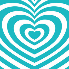 Heart-shaped concentric stripes vector background. Girlish romantic surface design. Aesthetic hearts backdrop.