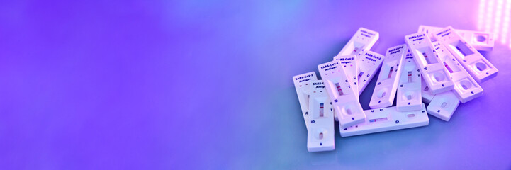 covid-19 antigen self-tests negative on a light background in orange tones. Self test. test at home. Corona, Coronavirus flu disease pandemic