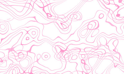 Fototapeta na wymiar Abstract line drawing pink colors pattern white background.