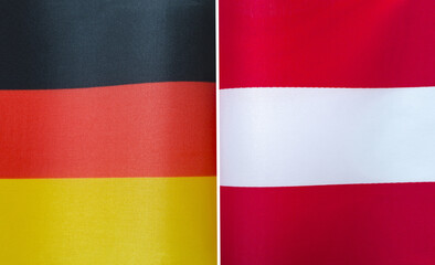 fragments of the national flags of Germany and Austria in close-up