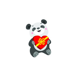 Cute panda with gift box. My valentine. Chocolate box. 14th of February