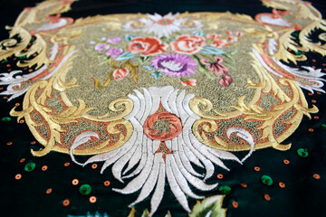 floral embroidered embroidery on velvet fabric