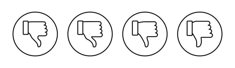 Dislike icons set. dislike sign and symbol. Hand with thumb down
