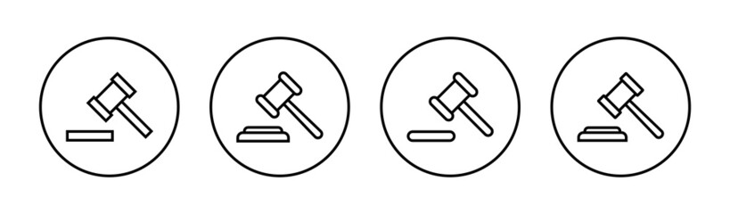 Gavel icons set. judge gavel sign and symbol. law icon. auction hammer