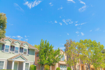 Row of traditional houses at Ladera Ranch in Southern California