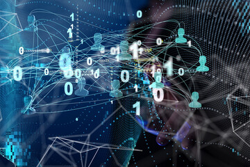 Abstract technology group and data 3d