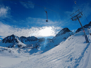 ski lift in the mountains