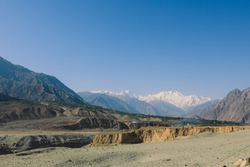 Fototapeta na wymiar Amazing View to the Panorama of Pakistan Highlands Among the Gilgit Baltistan Mountains, Pakistan