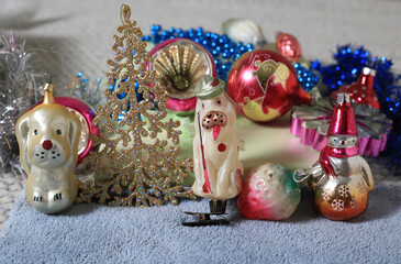 Christmas beautiful decorations toys close-up