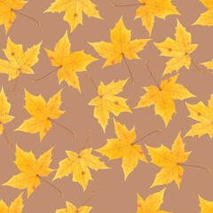 Naklejka na ściany i meble Seamless texture of autumn leaves. Autumn leaves.