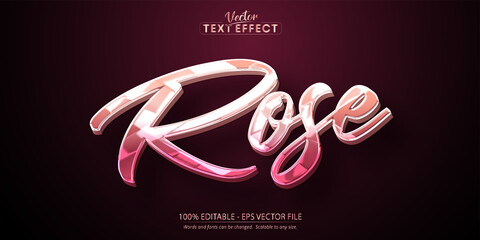 Rose gold text effect, editable shiny rose gold text style