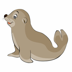 cute seal character, cartoon illustration, isolated object on white background, vector,