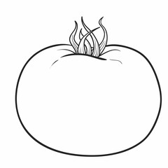 ripe tomato sketch, coloring book, isolated object on white background, cartoon illustration, vector,