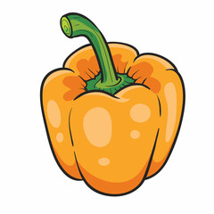 lone sweet pepper yellow color, cartoon illustration, isolated object on white background, vector,