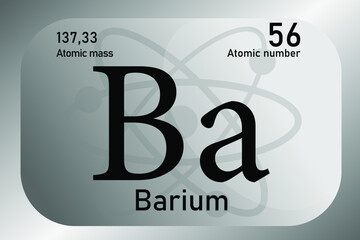 Vector illustration of a sign, symbol of the Barium atom, an element of the periodic table.