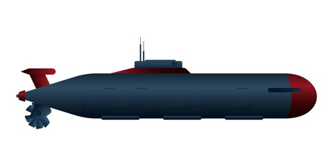 Black submarine with red lines