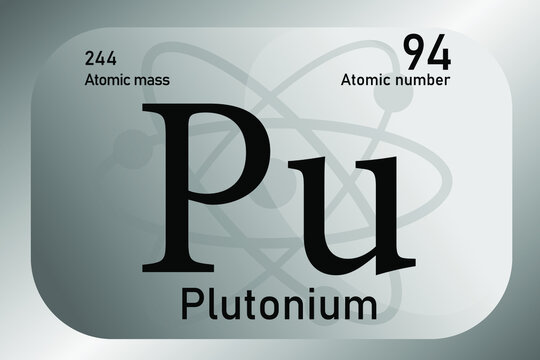 Vector illustration of a sign, symbol of the Plutonium atom, an element of the periodic table.