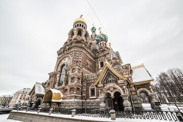 old church in st. petersburg against the sky closeup 