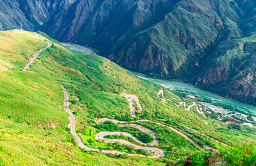 highway curves in vertical mountains chicamocha canyon