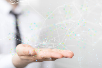 Digital technology background. Network connection dots and lines.