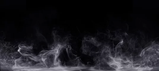Badezimmer Foto Rückwand Abstract colored smoke moves on black background. Mystical swirling smoke rolling low across the ground. © KDdesignphoto