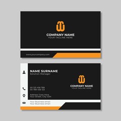 Modern business card template orange colors. Flat design vector abstract creative