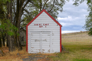 Old cabin front, Antelope, Oregon, USA
