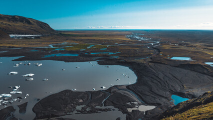 Vista della lingua del ghiacciaio Svínafellsjökul nel parco nazionale di Vatnajokull