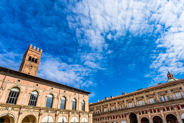 Historic buildings in the city center of Bologna, Italy