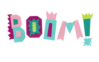 Lettering boom! Funny cartoon letters. Unique handwritten lettering. 