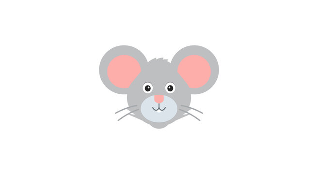 Vector illustration of the face of a cute little mouse cartoon